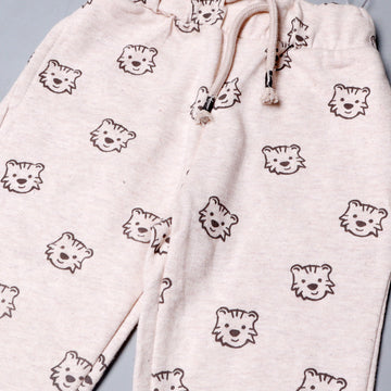 CREAM TIGER PRINTED JOGGER PANTS TROUSER